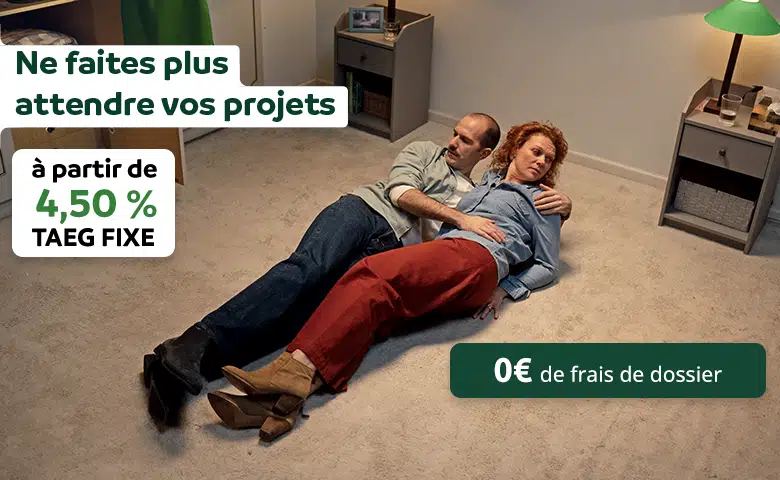Ne faites plus attendre votre projet, T A E G fixe à partir de 4,50 %, 0€ de frais de dossier