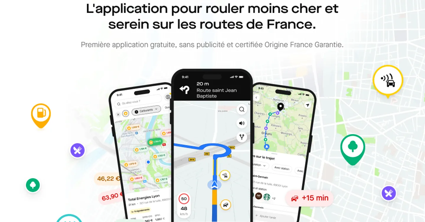 L'application pour rouler moins ccher et serein sur toutes les routes de France. Première application gratuire, sans publicité et certifiée Origine France Garantie.